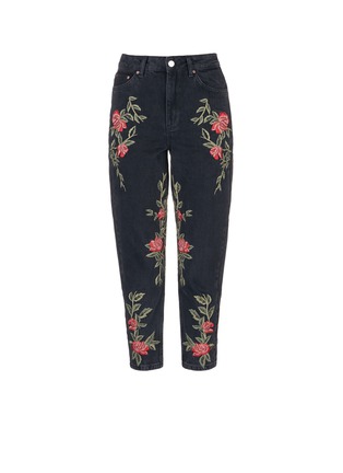 Main View - Click To Enlarge - TOPSHOP - 'Moto' rose embroidered Mom jeans