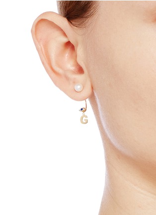 Figure View - Click To Enlarge - DELFINA DELETTREZ - ABC Micro Eye Piercing' freshwater pearl 18k yellow gold single earring – G