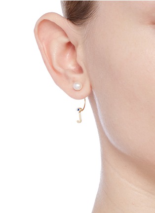 Figure View - Click To Enlarge - DELFINA DELETTREZ - ABC Micro Eye Piercing' freshwater pearl 18k yellow gold single earring – J