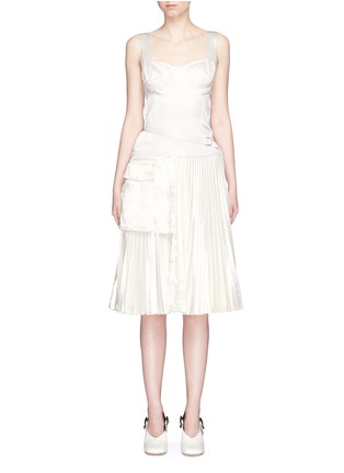 Main View - Click To Enlarge - VICTORIA BECKHAM - Pleated velvet skirt satin bustier dress