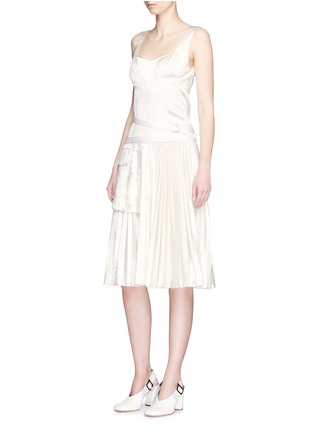 Figure View - Click To Enlarge - VICTORIA BECKHAM - Pleated velvet skirt satin bustier dress