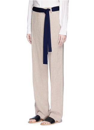 Front View - Click To Enlarge - VICTORIA BECKHAM - Foldover front relaxed linen pants