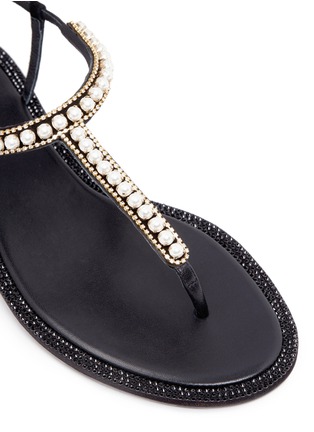Detail View - Click To Enlarge - RENÉ CAOVILLA - Faux pearl strass embellished leather thong sandals
