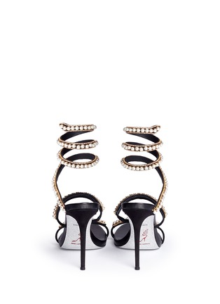 Back View - Click To Enlarge - RENÉ CAOVILLA - 'Snake' strass faux pearl spring coil anklet sandals