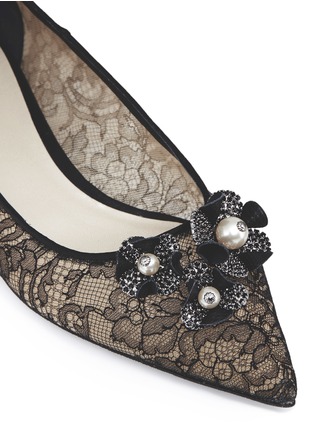 Detail View - Click To Enlarge - RENÉ CAOVILLA - Embellished 3D flower lace flats