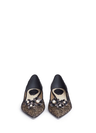 Front View - Click To Enlarge - RENÉ CAOVILLA - Embellished 3D flower lace flats