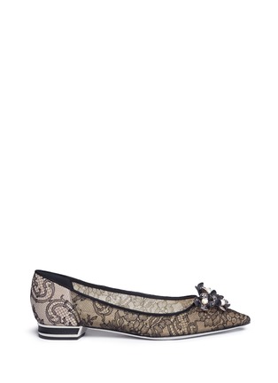 Main View - Click To Enlarge - RENÉ CAOVILLA - Embellished 3D flower lace flats