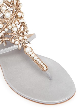 Detail View - Click To Enlarge - RENÉ CAOVILLA - Floral strass embellished caged leather sandals