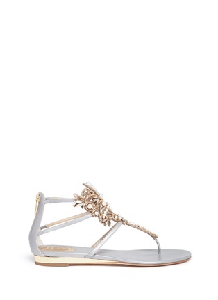 Main View - Click To Enlarge - RENÉ CAOVILLA - Floral strass embellished caged leather sandals