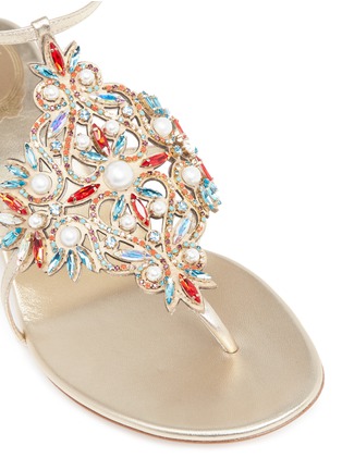 Detail View - Click To Enlarge - RENÉ CAOVILLA - Floral strass embellished leather sandals
