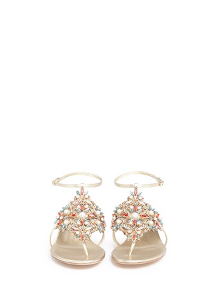 Front View - Click To Enlarge - RENÉ CAOVILLA - Floral strass embellished leather sandals