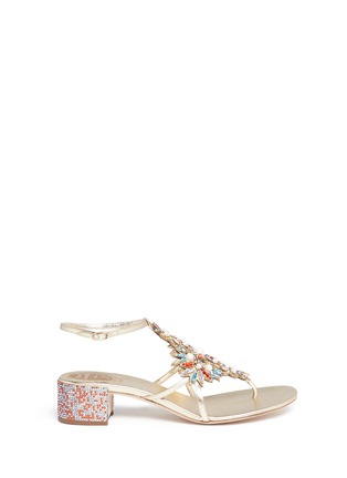 Main View - Click To Enlarge - RENÉ CAOVILLA - Floral strass embellished leather sandals