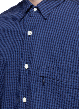 Detail View - Click To Enlarge - NANAMICA - 'Wind' gingham check mesh side seersucker shirt