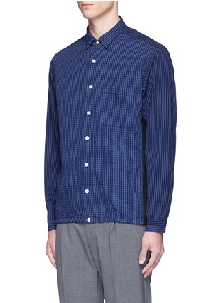 Front View - Click To Enlarge - NANAMICA - 'Wind' gingham check mesh side seersucker shirt