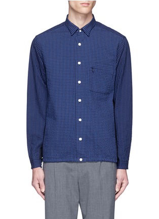 Main View - Click To Enlarge - NANAMICA - 'Wind' gingham check mesh side seersucker shirt