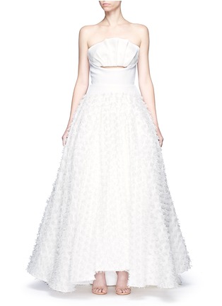 Main View - Click To Enlarge - MATICEVSKI - 'Willow' cutout ruffle bandeau fil coupé strapless gown