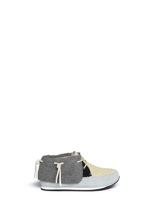 Main View - Click To Enlarge - AKID - 'Stone' colourblock suede toddler moccasin boots