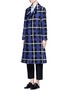 Front View - Click To Enlarge - 73037 - Threaded tartan check double-breasted coat