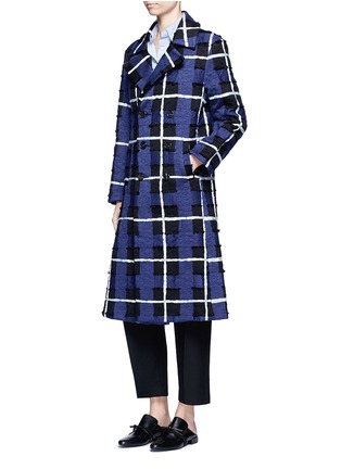 Figure View - Click To Enlarge - 73037 - Threaded tartan check double-breasted coat