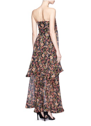 Back View - Click To Enlarge - 72723 - Layered floral print strapless silk dress