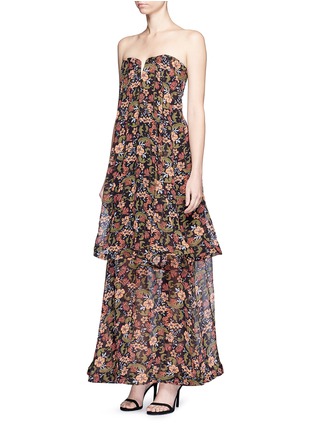 Figure View - Click To Enlarge - 72723 - Layered floral print strapless silk dress