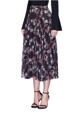 Front View - Click To Enlarge - 72723 - Floral pleat chiffon midi skirt