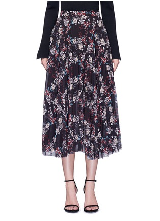 Main View - Click To Enlarge - 72723 - Floral pleat chiffon midi skirt