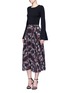 Figure View - Click To Enlarge - 72723 - Floral pleat chiffon midi skirt
