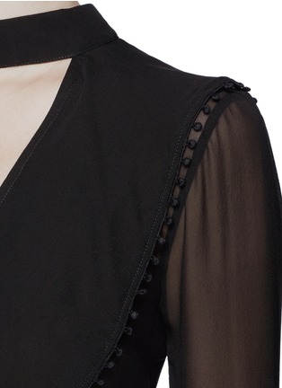 Detail View - Click To Enlarge - 72723 - Sheer pompom crochet ruffle silk blouse