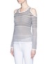 Front View - Click To Enlarge - RAG & BONE - 'Brenna' gradient stripe cutout shoulder sweater