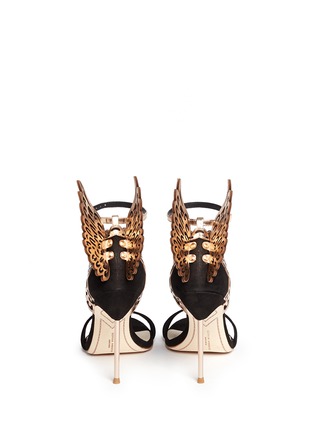 Back View - Click To Enlarge - SOPHIA WEBSTER - 'Evangeline' 3D angel wing appliqué suede sandals