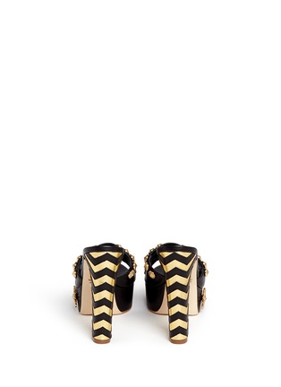 Back View - Click To Enlarge - FAUSTO PUGLISI - Zigzag heel metal stud leather mule sandals