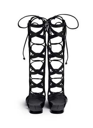 Back View - Click To Enlarge - SIGERSON MORRISON - 'Bright' knee high leather gladiator sandals