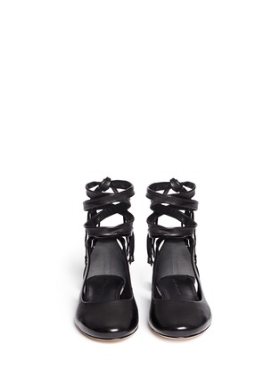 Front View - Click To Enlarge - SIGERSON MORRISON - 'Lami' leather lace-up ballerina flats
