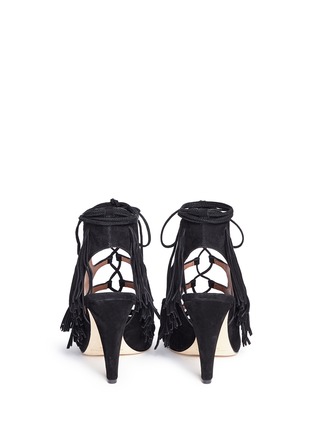 Back View - Click To Enlarge - SIGERSON MORRISON - 'Marita' fringe suede lace-up sandals