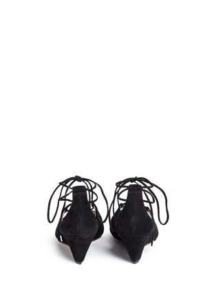 Back View - Click To Enlarge - SIGERSON MORRISON - 'Wynne' suede lace-up wedge pumps