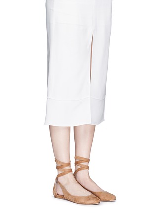 Figure View - Click To Enlarge - SIGERSON MORRISON - 'Lami' suede lace-up ballerina flats