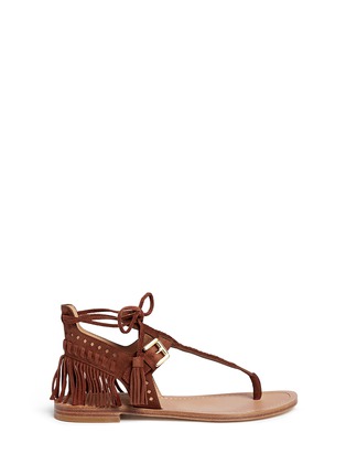 Main View - Click To Enlarge - SIGERSON MORRISON - 'Alysa' braided suede lace-up sandals