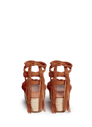 Back View - Click To Enlarge - SIGERSON MORRISON - 'Cosie' suede lace-up espadrille platform sandals