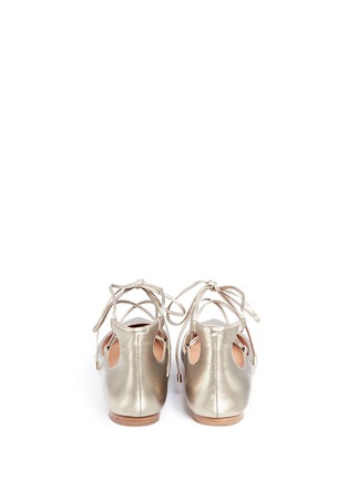 Back View - Click To Enlarge - SIGERSON MORRISON - 'Viata' metallic leather lace-up flats