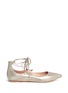 Main View - Click To Enlarge - SIGERSON MORRISON - 'Viata' metallic leather lace-up flats