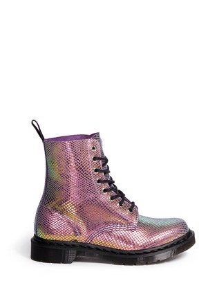 Main View - Click To Enlarge - DR. MARTENS - 'Pascal' chromatic python print suede boots