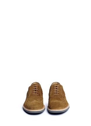 Front View - Click To Enlarge - CANALI - Brogue suede Derbies
