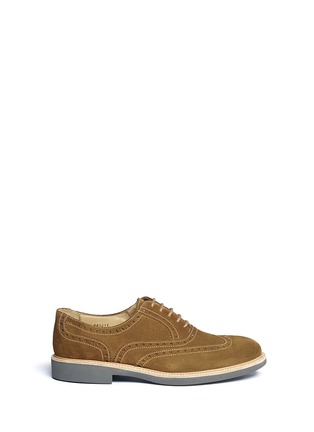 Main View - Click To Enlarge - CANALI - Brogue suede Derbies