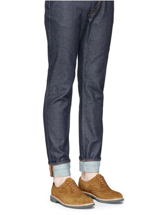 Figure View - Click To Enlarge - CANALI - Brogue suede Derbies