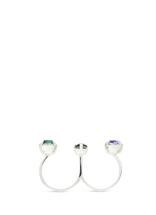 Figure View - Click To Enlarge - JOOMI LIM - 'Pixel Perfect' crystal mix two finger ring