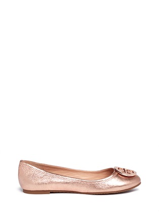 Main View - Click To Enlarge - TORY BURCH - 'Reva' metallic leather ballet flats