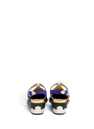Back View - Click To Enlarge - TOGA ARCHIVES - Colour-block embossed leather T-strap shoes