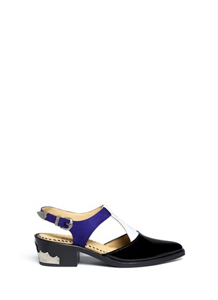 Main View - Click To Enlarge - TOGA ARCHIVES - Colour-block embossed leather T-strap shoes