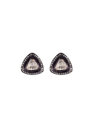 Main View - Click To Enlarge - AISHWARYA - Diamond gold alloy triangle stud earrings